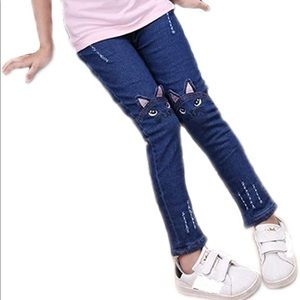 Girls Distressed Cat Jeans
